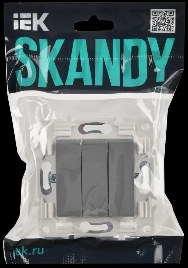 Выключатель 3-клавишный IEK SKANDY SK-V30-0-10-K03 (серый), фото 2
