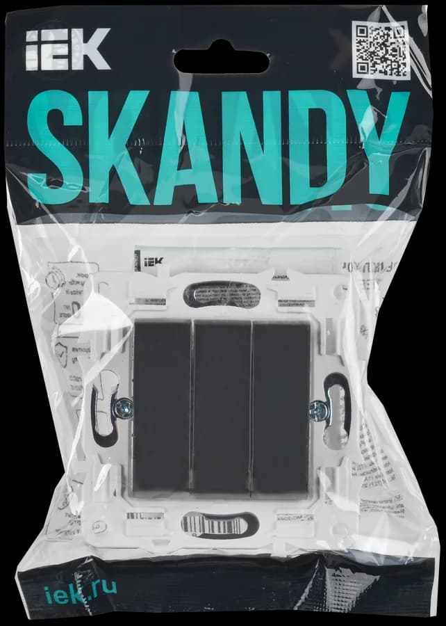 Выключатель 3-клавишный IEK SKANDY SK-V30-0-10-K48 (титан), фото 2