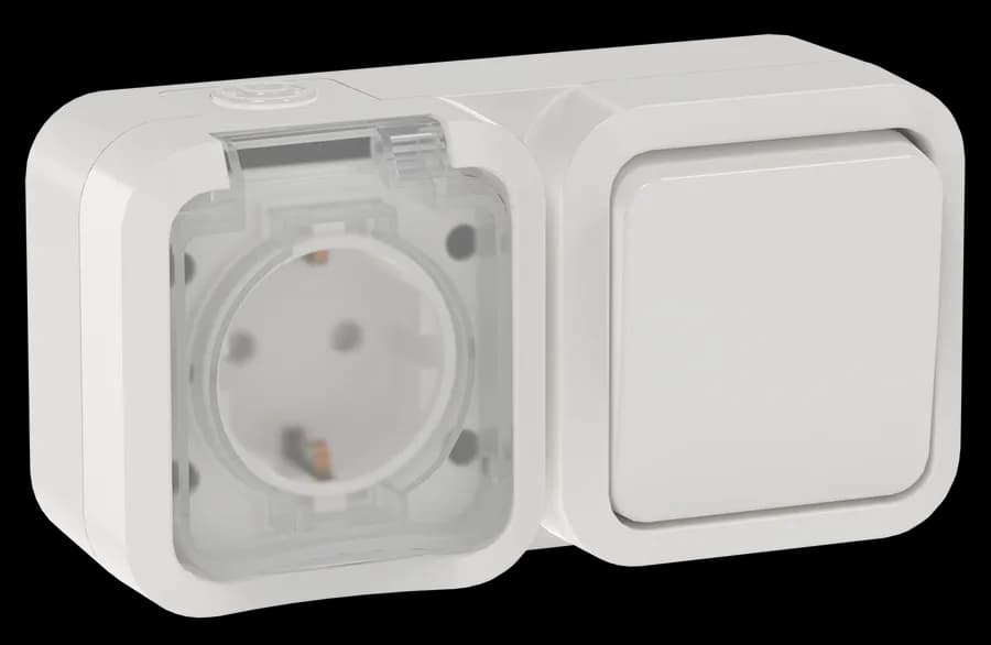 Блок розетка + выключатель IEK TORS TS-G10-6-55-V-K01 (белый)