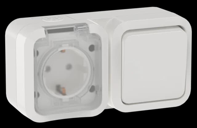 Блок розетка + выключатель IEK TORS TS-G10-6-55-V-K01 (белый)