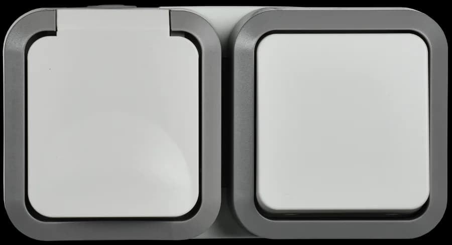 Блок розетка + выключатель IEK TORS TS-G10-6-55-V-K41 (серо-белый)