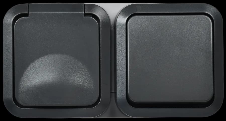 Блок розетка + выключатель IEK TORS TS-G10-6-55-V-K53 (графит)