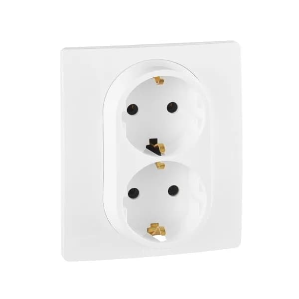 Розетка двойная с заземлением Legrand Etika 672223 (белый)