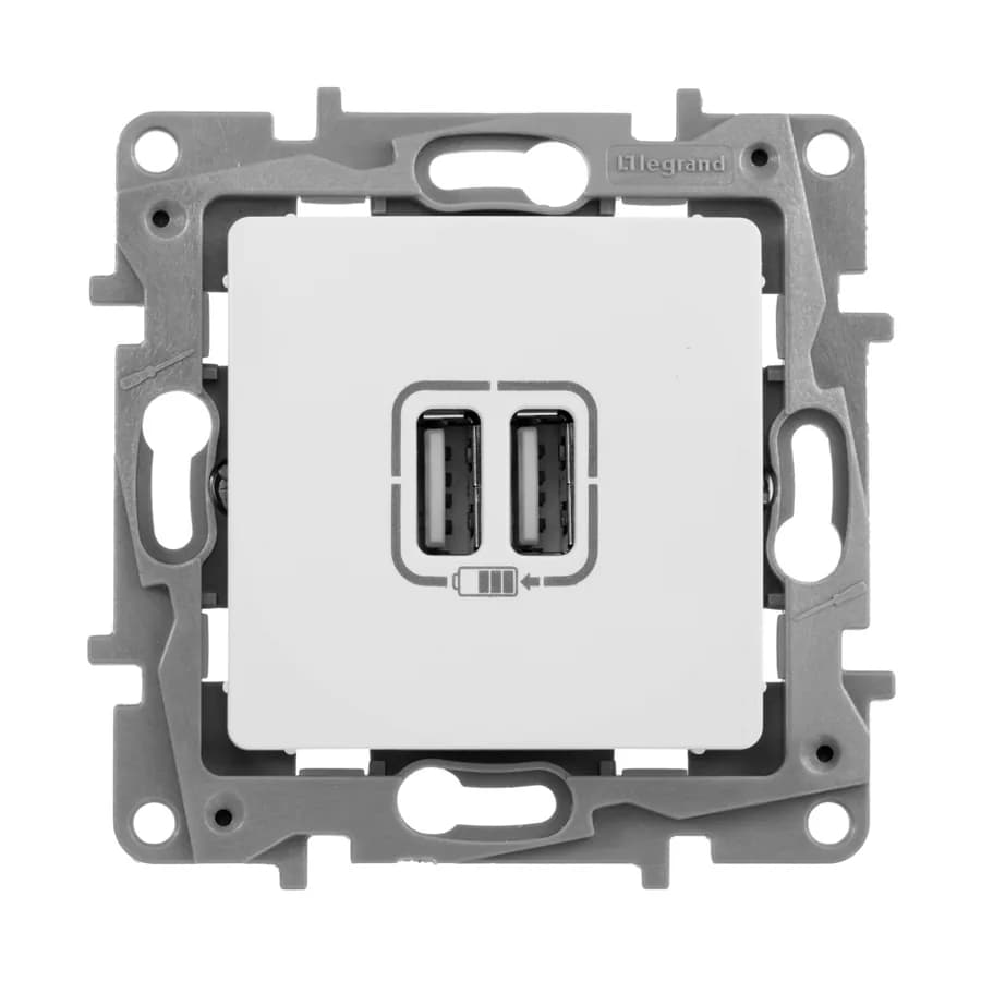 Розетка 2xUSB Legrand Etika 672294 (белый), фото 2