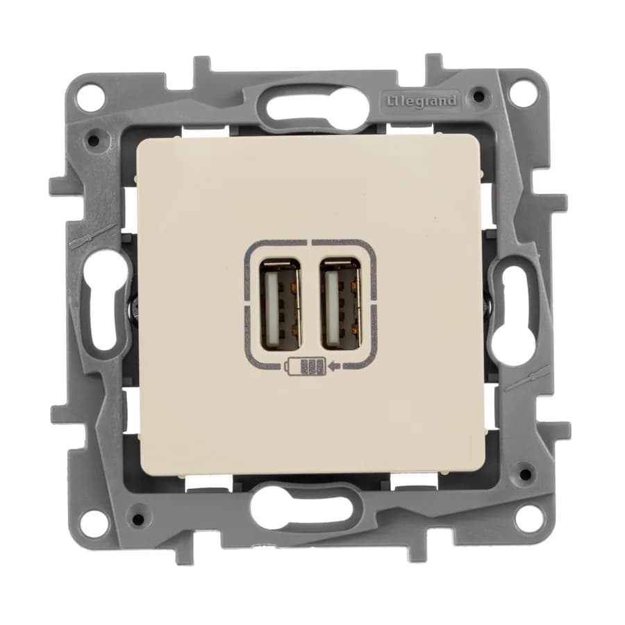 Розетка 2xUSB Legrand Etika 672394 (слоновая кость), фото 3