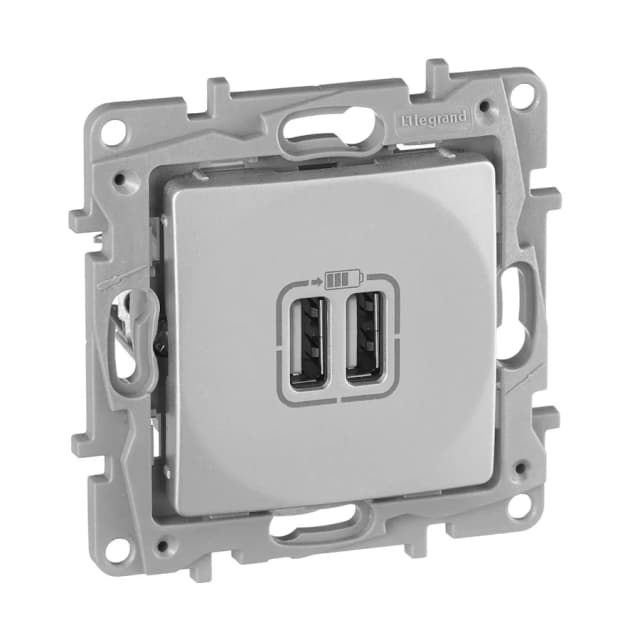Розетка 2xUSB Legrand Etika 672494 (алюминий)