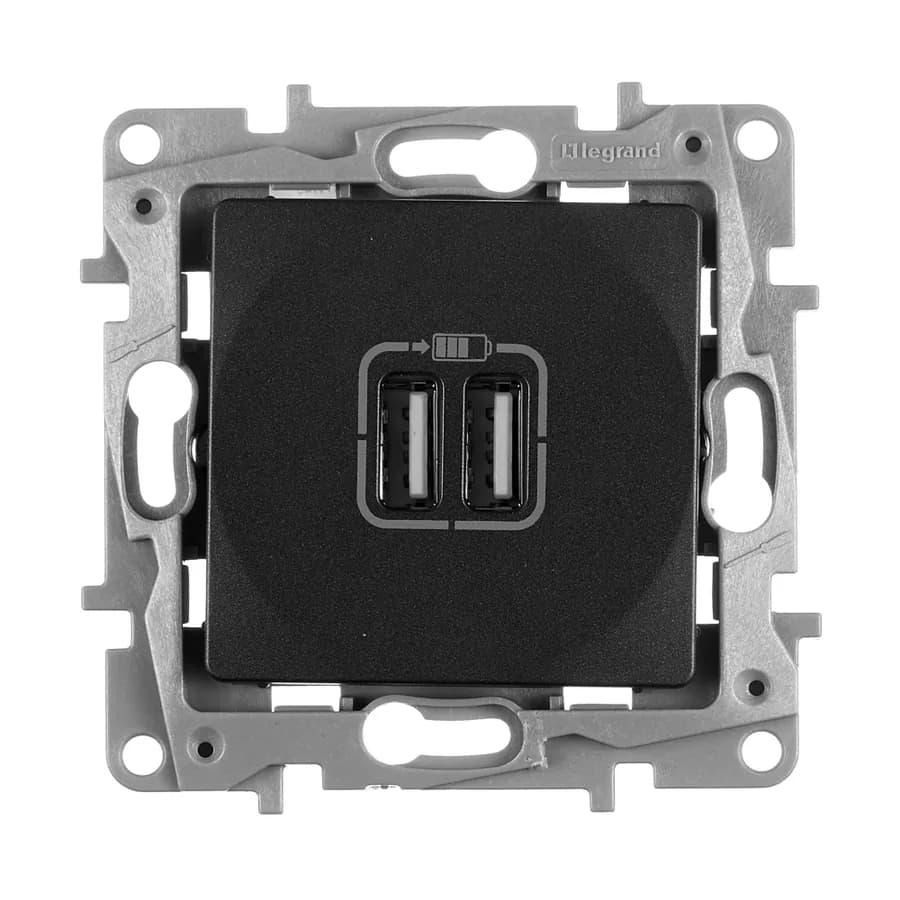 Розетка 2xUSB Legrand Etika 672694 (антрацит), фото 2