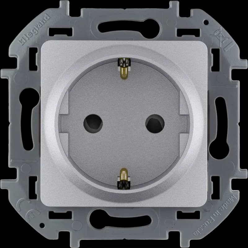 Розетка с заземлением со шторками Legrand Inspiria 673732 (алюминий)