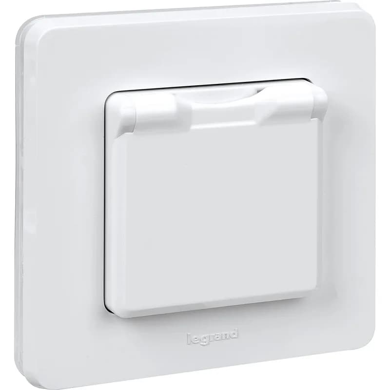 Розетка с заземлением со шторками с крышкой влагозащищённая IP44 Legrand Inspiria 673740 (белый), фото 3