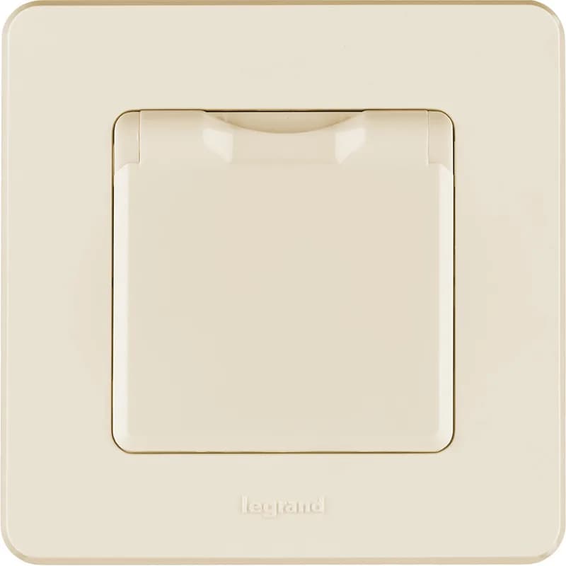 Розетка с заземлением со шторками с крышкой влагозащищённая IP44 Legrand Inspiria 673741 (слоновая кость), фото 2