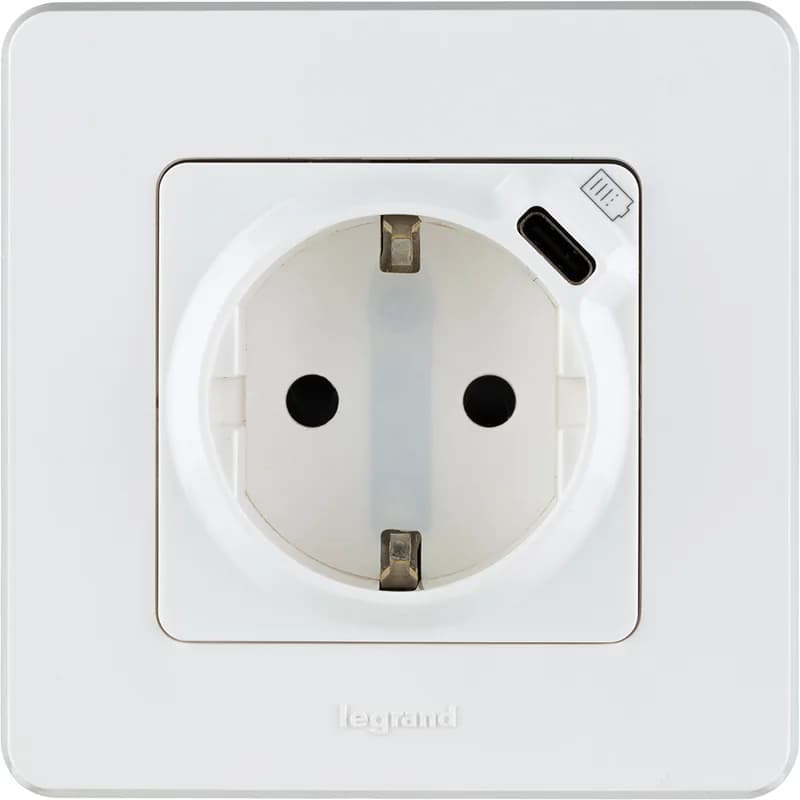 Розетка с заземлением и USB Legrand Inspiria 673770 (белый), фото 2