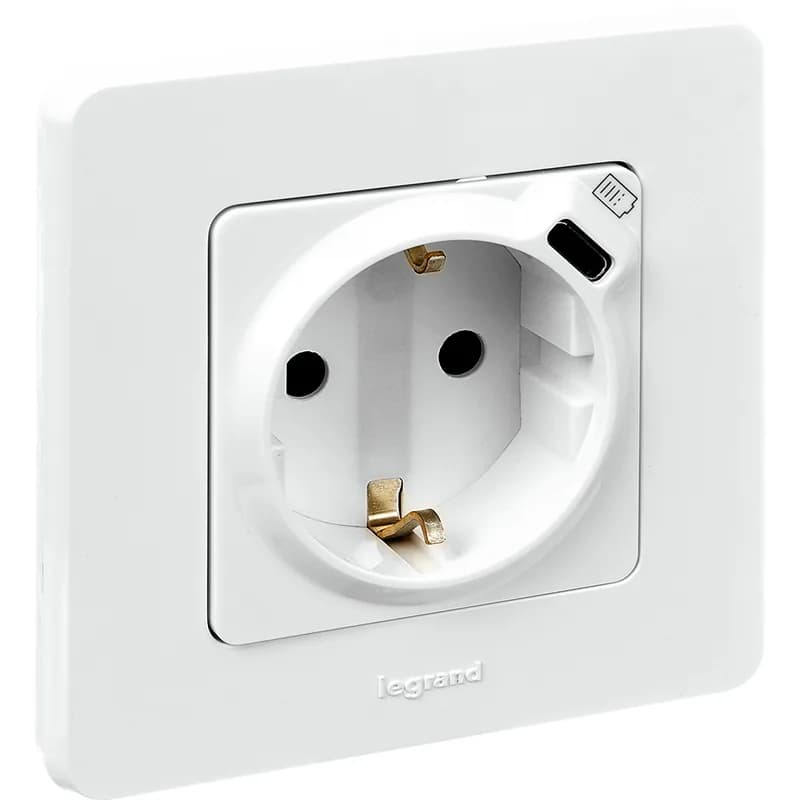 Розетка с заземлением и USB Legrand Inspiria 673770 (белый), фото 3