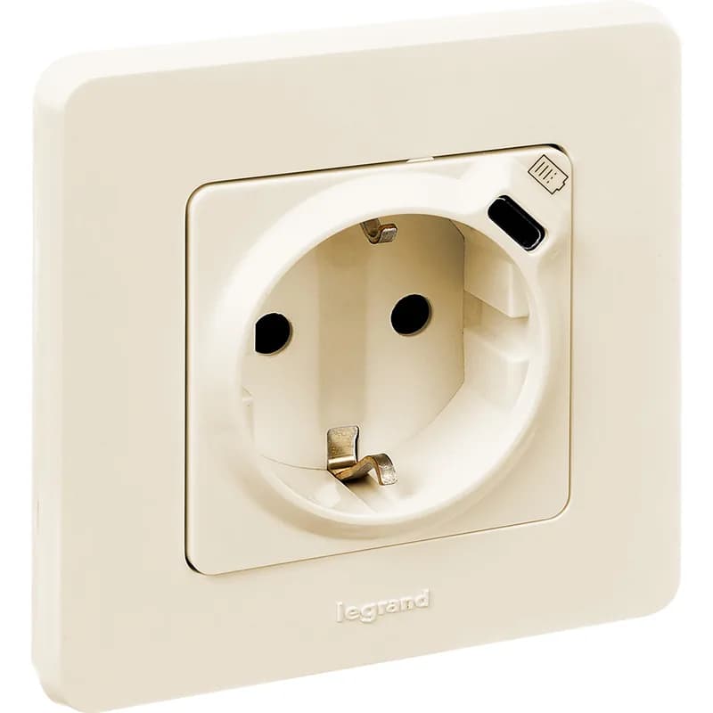 Розетка с заземлением и USB Legrand Inspiria 673771 (слоновая кость), фото 3