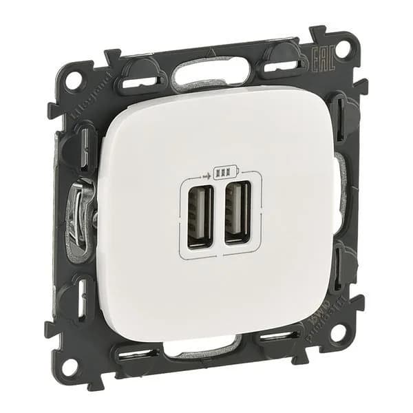 Розетка 2xUSB Legrand Valena Allure 754995 (белый)