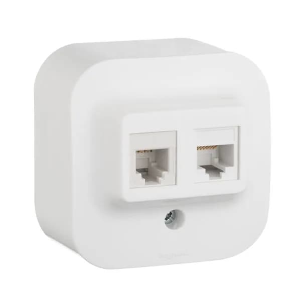 Розетка компьютерная RJ45 + RJ11 кат.5e Legrand Quteo 782221 (белый)