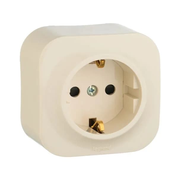 Розетка с заземлением со шторками Legrand Quteo 782250 (слоновая кость)
