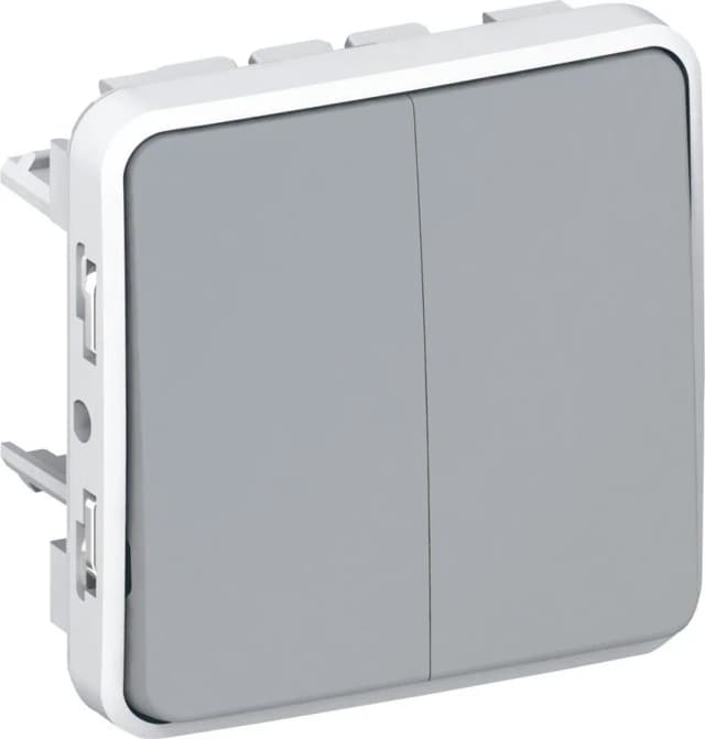 Выключатель 2-клавишный проходной Legrand Plexo 069525 (серый)