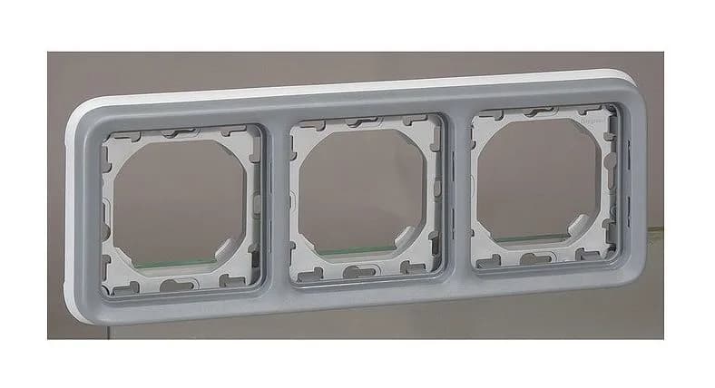 Рамка для выключателей и розеток влагозащищённая IP55 Legrand Plexo 3-местная 069687 (серый)