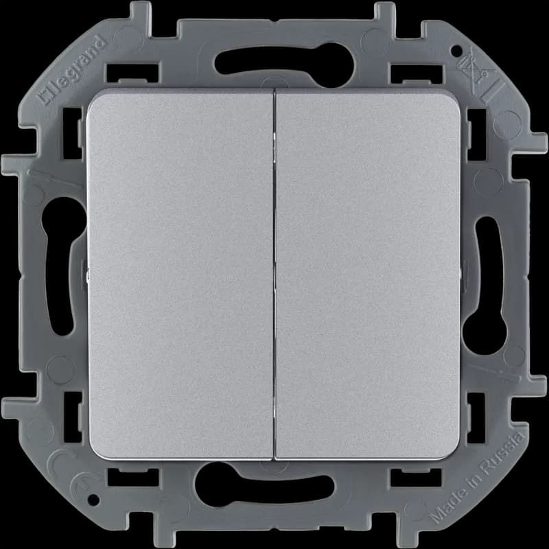 Выключатель 2-клавишный Legrand Inspiria 673622 (алюминий)