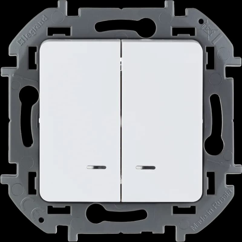 Выключатель 2-клавишный с подсветкой Legrand Inspiria 673630 (белый)