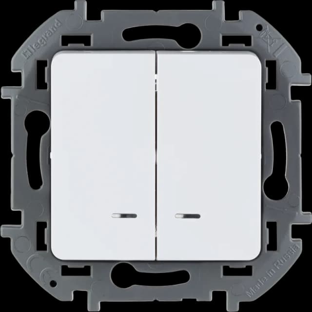 Выключатель 2-клавишный с подсветкой Legrand Inspiria 673630 (белый)