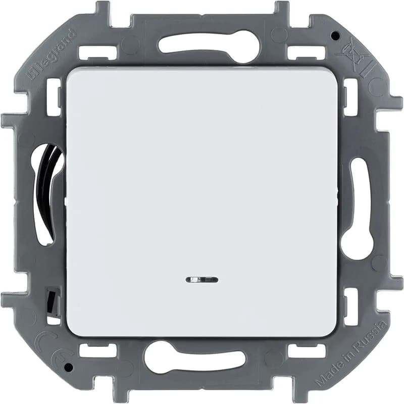 Выключатель 1-клавишный проходной с подсветкой Legrand Inspiria 673660 (белый)