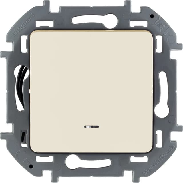 Выключатель 1-клавишный проходной с подсветкой Legrand Inspiria 673661 (слоновая кость)