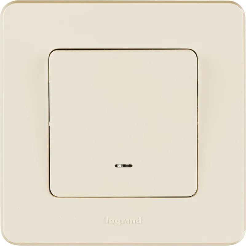 Выключатель 1-клавишный проходной с подсветкой Legrand Inspiria 673661 (слоновая кость), фото 2