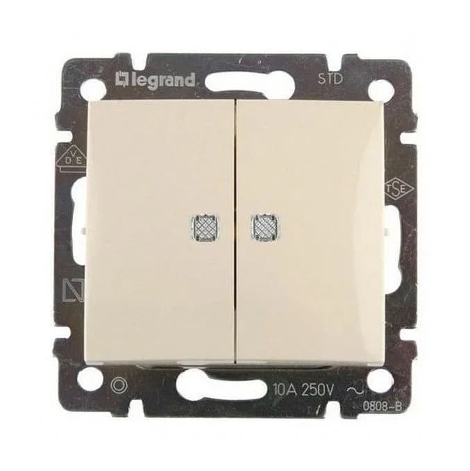 Выключатель 2-клавишный с подсветкой Legrand Valena 695630 (слоновая кость), фото 2