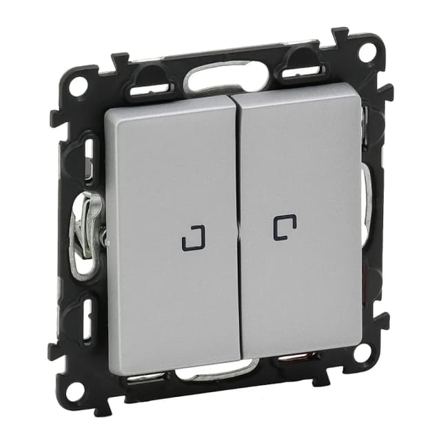 Выключатель 2-клавишный проходной с подсветкой Legrand Valena Life 752609 (алюминий)