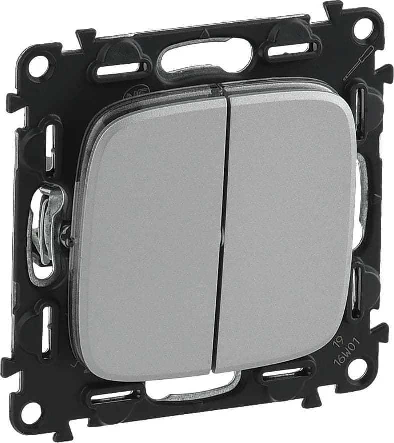 Выключатель 2-клавишный Legrand Valena Allure 752905 (алюминий)