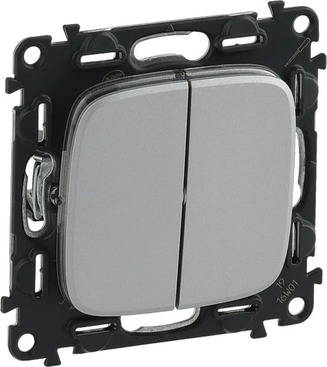 Выключатель 2-клавишный Legrand Valena Allure 752905 (алюминий)