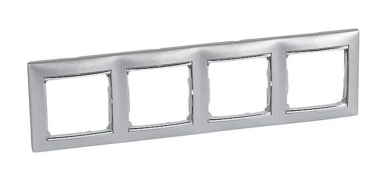 Рамка для выключателей и розеток Legrand Valena 4-местная 770354 (алюминий)