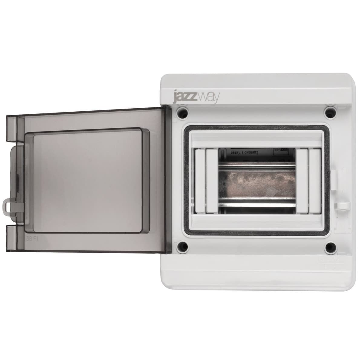 Бокс пластиковый навесной Jazzway PDB/W 5071964, ЩРН-ПГ-5, на 5 модулей, 1 ряд, IP65, серый