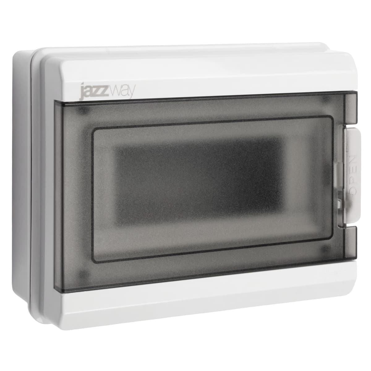 Бокс пластиковый навесной Jazzway PDB/W 5071988, ЩРН-ПГ-8, на 8 модулей, 1 ряд, IP65, серый