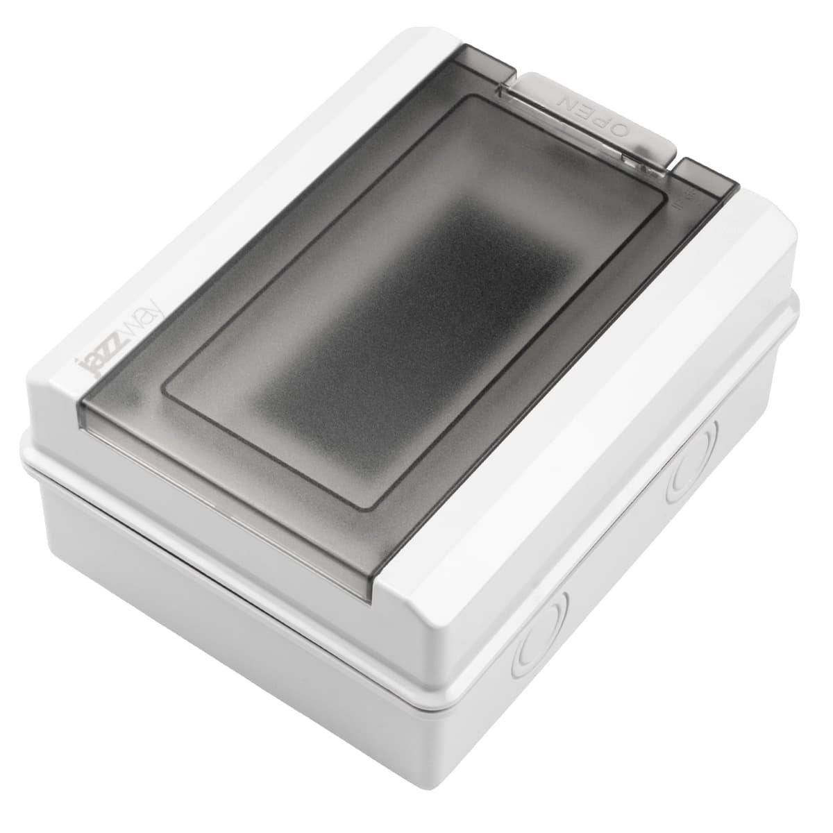 Бокс пластиковый навесной Jazzway PDB/W 5071988, ЩРН-ПГ-8, на 8 модулей, 1 ряд, IP65, серый