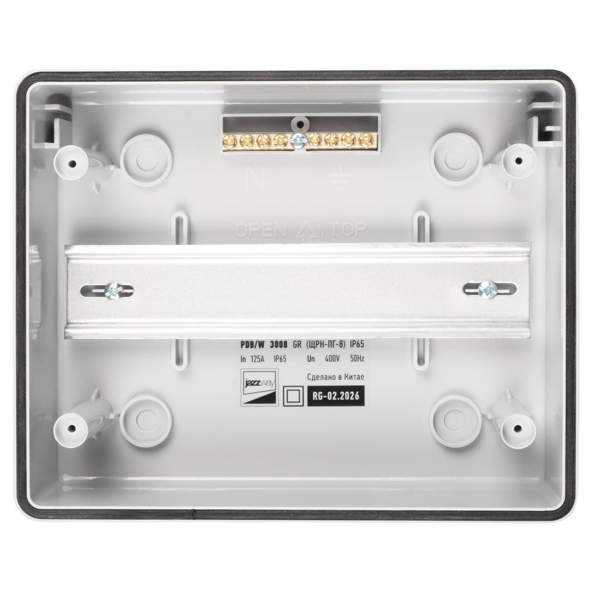 Бокс пластиковый навесной Jazzway PDB/W 5071988, ЩРН-ПГ-8, на 8 модулей, 1 ряд, IP65, серый