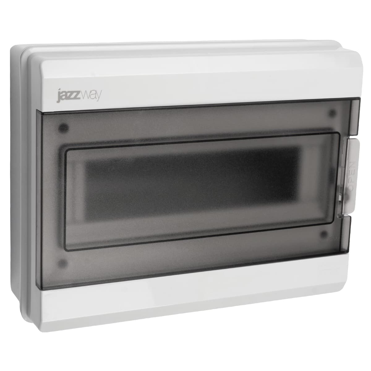 Бокс пластиковый навесной Jazzway PDB/W 5072008, ЩРН-ПГ-12, на 12 модулей, 1 ряд, IP65, серый