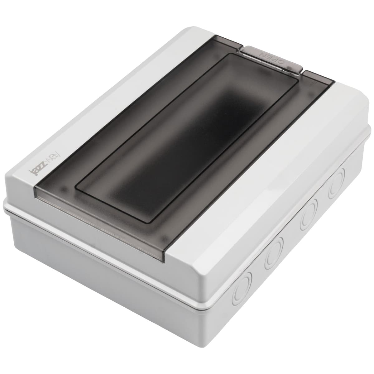 Бокс пластиковый навесной Jazzway PDB/W 5072008, ЩРН-ПГ-12, на 12 модулей, 1 ряд, IP65, серый