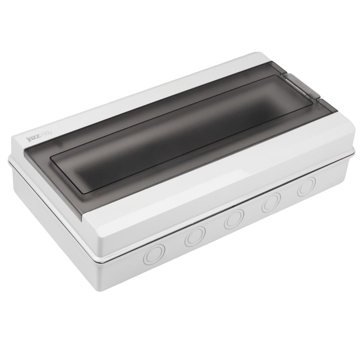 Бокс пластиковый навесной Jazzway PDB/W 5072022, ЩРН-ПГ-18, на 18 модулей, 1 ряд, IP65, серый