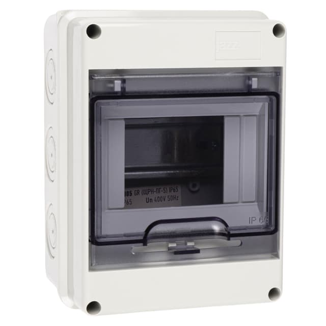 Бокс пластиковый навесной Jazzway PDB/W 5072053, ЩРН-ПГ-5, на 5 модулей, 1 ряд, IP65, серый