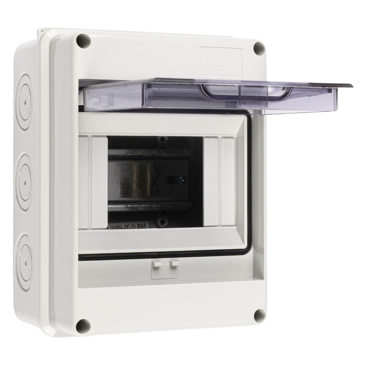 Бокс пластиковый навесной Jazzway PDB/W 5072053, ЩРН-ПГ-5, на 5 модулей, 1 ряд, IP65, серый