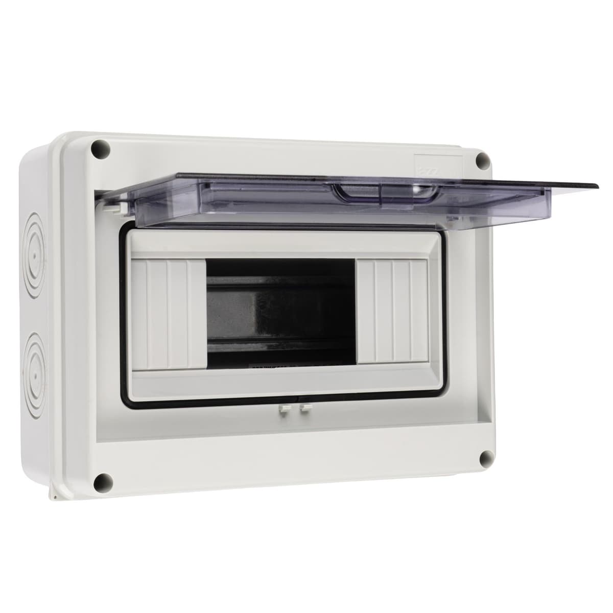 Бокс пластиковый навесной Jazzway PDB/W 5072060, ЩРН-ПГ-8, на 8 модулей, 1 ряд, IP65, серый