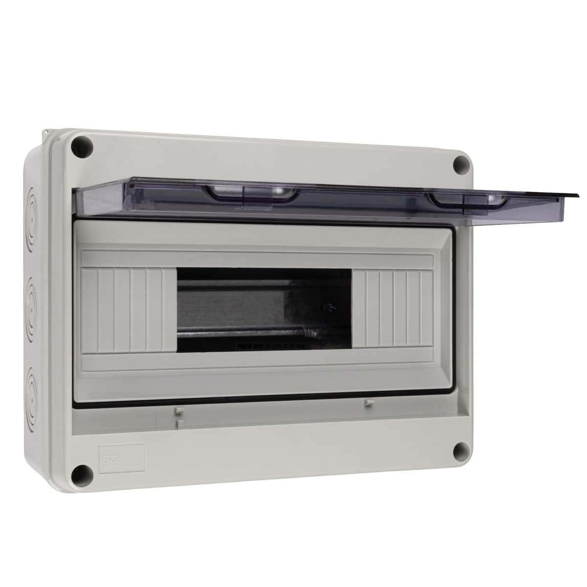 Бокс пластиковый навесной Jazzway PDB/W 5072084, ЩРН-ПГ-12, на 12 модулей, 1 ряд, IP65, серый