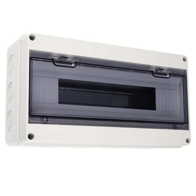 Бокс пластиковый навесной Jazzway PDB/W 5072121, ЩРН-ПГ-18, на 18 модулей, 1 ряд, IP65, серый