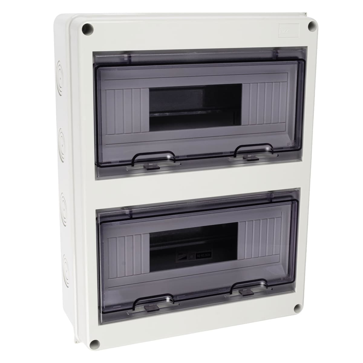 Бокс пластиковый навесной Jazzway PDB/W 5072145, ЩРН-ПГ-24, на 24 модуля, 2 ряда, IP65, серый