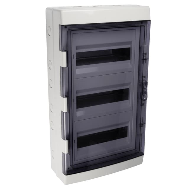 Бокс пластиковый навесной Jazzway PDB/W 5072169, ЩРН-ПГ-36, на 36 модулей, 3 ряда, IP65, серый