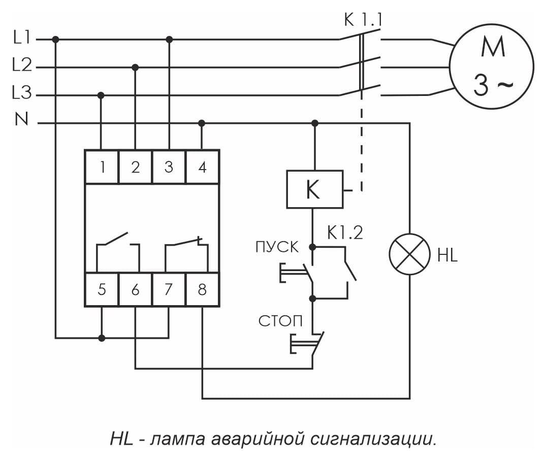 Реле контроля фаз Евроавтоматика ФиФ CKF-BT — схема подключения