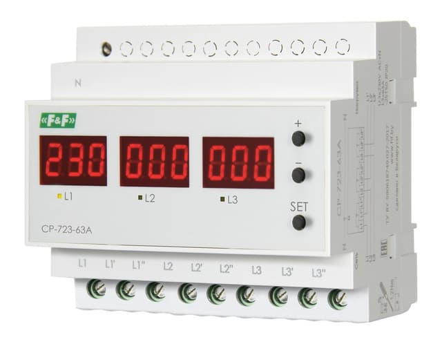 Реле напряжения трёхфазное 63А Евроавтоматика ФиФ CP-723-63A YXЛ2