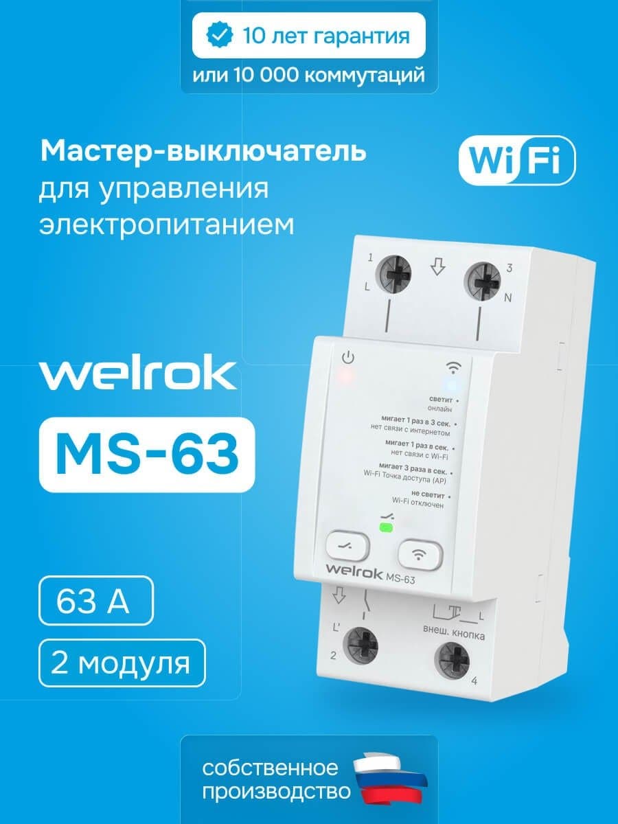 Мастер-выключатель 63А Welrok MS-63, фото 3